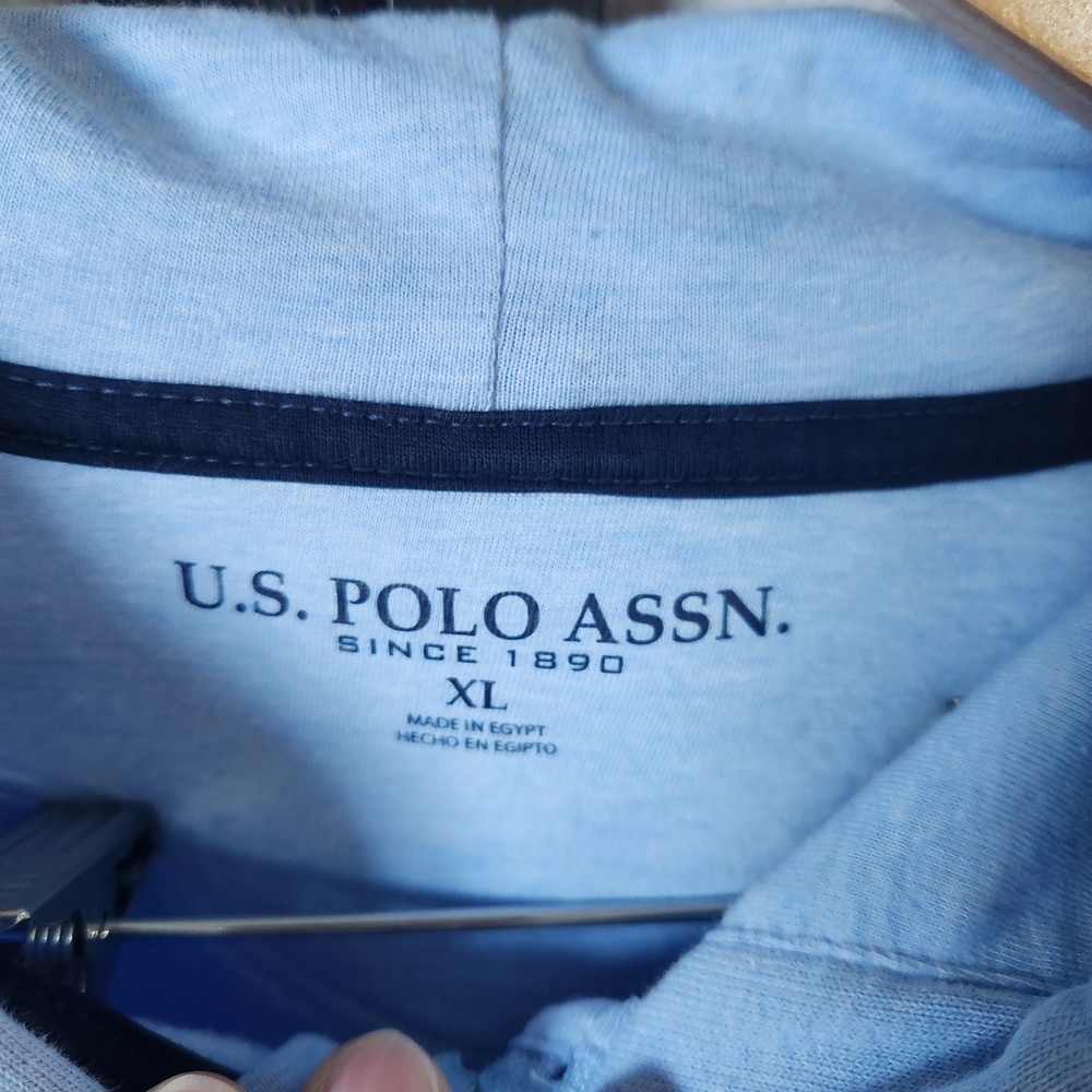 U.S. Polo Assn. Men's Sky Blue Hooded Zip-Up Sweater - Picture 2 of 4